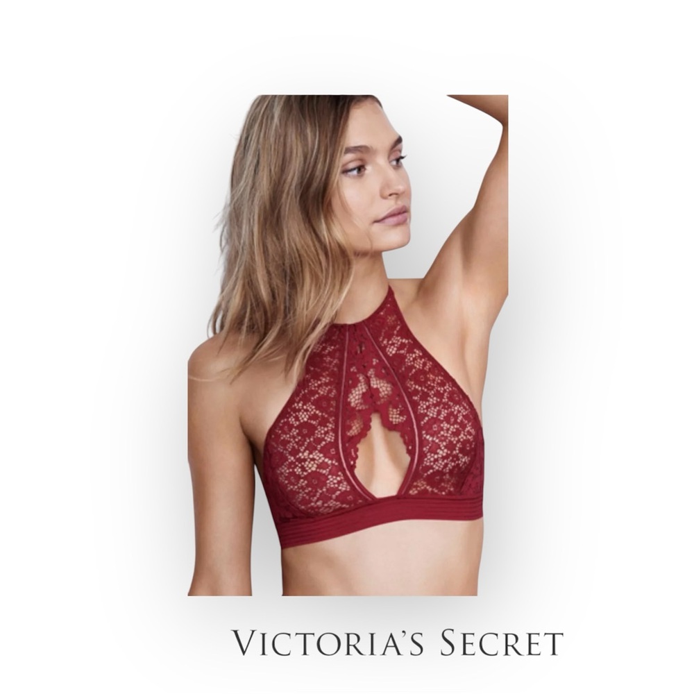 Victoria's Secret Red Lace Halter Bralette S/P, Pre-Owned